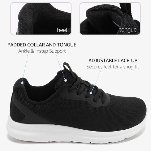 Womens Wide Walking Sneakers Tennis Shoes Black White Size 8.5 | Wide Toe Box, Natural Toe Splay, Comfort, Arch Support, Cushioned, Removable Insole, for Daily Wear, Lightweight, Breathable in Saudi Arabia