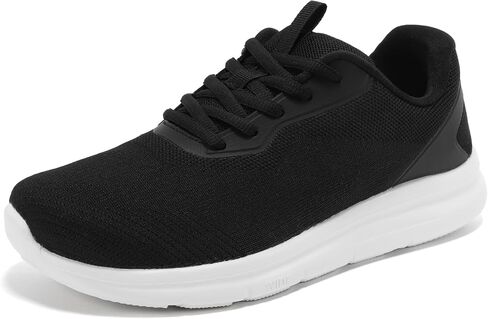 Womens Wide Walking Sneakers Tennis Shoes Black White Size 8.5 | Wide Toe Box, Natural Toe Splay, Comfort, Arch Support, Cushioned, Removable Insole, for Daily Wear, Lightweight, Breathable in Saudi Arabia