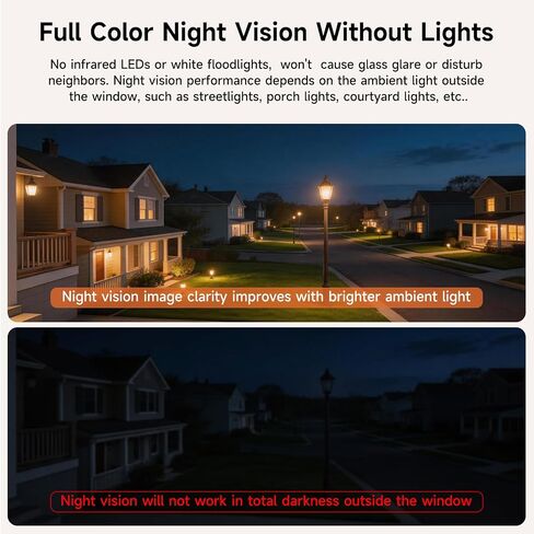 4MP 2.5K Wireless Window Camera, Rechargeable Indoor HD Home Security Camera, 2.4GHz WiFi, Full Color Night Vision, AI Motion Detection, Anti-Glare, No Wiring, Static Cling Mount No Residue in Kuwait