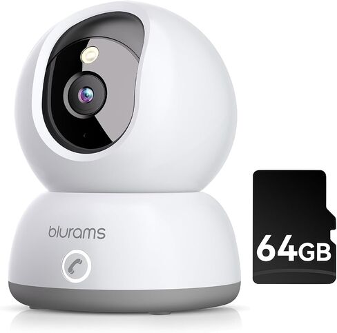 blurams 5G Indoor Camera, 2K Nanny Cam, 360° PTZ Pet Camera with Phone App, One-Touch Call, Color/IR Night Vision, Dual-Band Wi-Fi, Motion Tracking, Compatible with Alexa(2Pack) in Kuwait