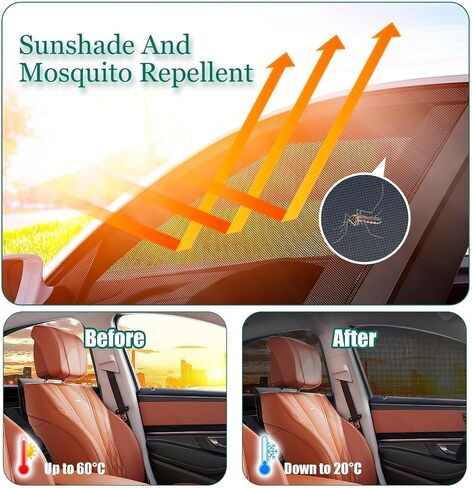 4 Pcs Sun Shade Blocking Mosquito Net for Buick Envision 2021-2024, Elastic Mesh Sunshades Front and Rear Windows Mosquito Net in Kuwait