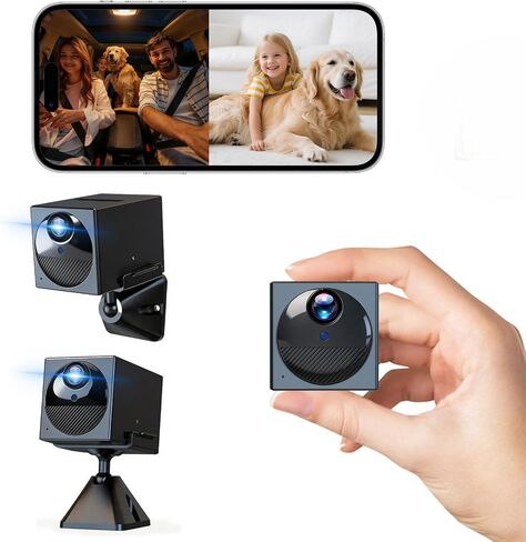 aidowocam 2026 Upgraded 4K HD Mini Security Camera, Wireless WiFi Indoor Nanny Cam with Night Vision, Motion Detection, Remote Viewing & 100-Day Battery Life in Kuwait