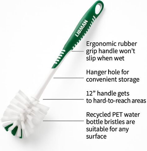 Libman Bottle Brush - 3 Pk Bottle Cleaner - Cleaning Brush with Long Handle for Cleaning Glasses, Shaker Bottles, Cups, Dishes, Mugs - Non-Slip Grip in Kuwait