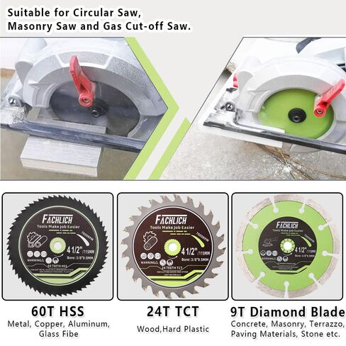 4-1/2" Circular Saw Blades Set,6pcs HSS/TCT/Diamond Saw Blades,3/8 inch Arbor in Kuwait