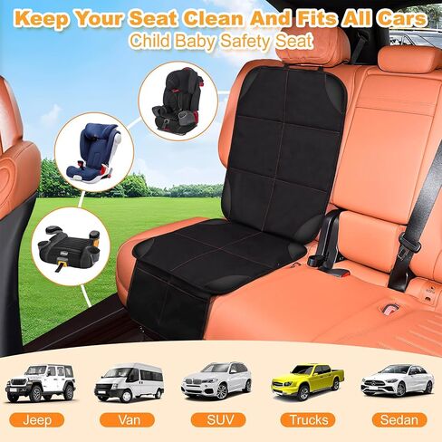 SMART ELF Car Seat Protector, Auto Protector for Child Seats with Thickest Padding and Non-Slip Backing Mesh Pockets for SUV, Sedan, Truck, Leather and Fabric - Black Red in Kuwait