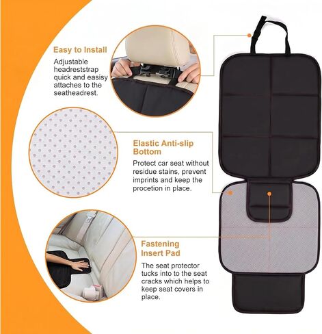 SMART ELF Car Seat Protector, Auto Protector for Child Seats with Thickest Padding and Non-Slip Backing Mesh Pockets for SUV, Sedan, Truck, Leather and Fabric - Black Red in Kuwait