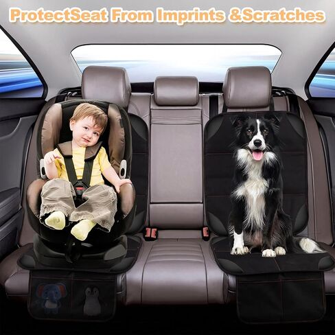 SMART ELF Car Seat Protector, Auto Protector for Child Seats with Thickest Padding and Non-Slip Backing Mesh Pockets for SUV, Sedan, Truck, Leather and Fabric - Black Red in Kuwait