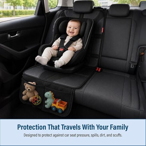 Autobase Car Seat Protector for Child Car Seat | Largest and Thickest Waterproof Backseat Protector for Kids and Pets | Heavy-Duty Non-Slip Rubber Padded Backing (Black, XL – 1 Pack) in Kuwait