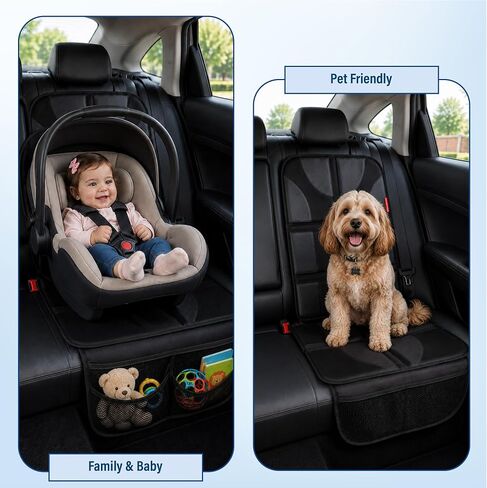 Autobase Car Seat Protector for Child Car Seat | Largest and Thickest Waterproof Backseat Protector for Kids and Pets | Heavy-Duty Non-Slip Rubber Padded Backing (Black, XL – 1 Pack) in Kuwait