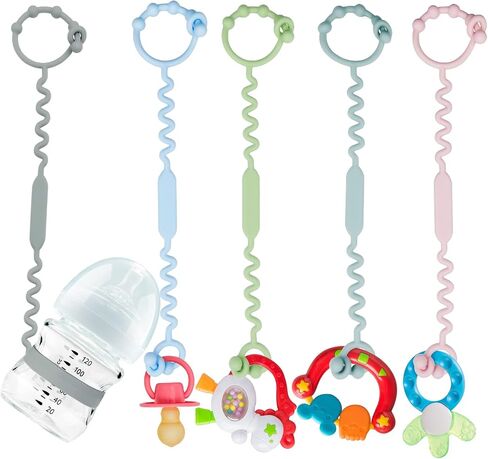 Toy Straps, Silicone Toy Straps for Stroller, Toy Safety Straps for Toy, Sippy Cup Straps, Adjustable Toy Holder for Stroller, High Chair - BPA Free (Gray) in Kuwait