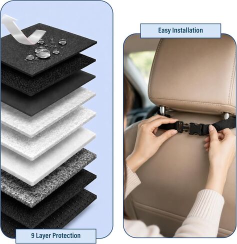 Autobase Car Seat Protector for Child Car Seat | Largest and Thickest Waterproof Backseat Protector for Kids and Pets | Heavy-Duty Non-Slip Rubber Padded Backing (Black, XL – 1 Pack) in Kuwait