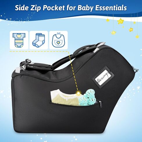 YOREPEK Padded Infant Car Seat Travel Bag Backpack | Fits All Nuna Pipa Car Seat and Base, Carseat Air Travel Cover with Shoulder Straps, Side Pocket for Travel Essentaisl in Kuwait