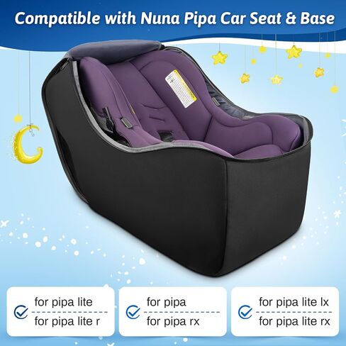 YOREPEK Padded Infant Car Seat Travel Bag Backpack | Fits All Nuna Pipa Car Seat and Base, Carseat Air Travel Cover with Shoulder Straps, Side Pocket for Travel Essentaisl in Kuwait