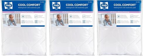 Sealy Baby Crib Mattress Protector - Infant and Toddler Pad, Waterproof, Cooling, Breathable, Machine Washable and Easy to Clean, 52x28 in Kuwait