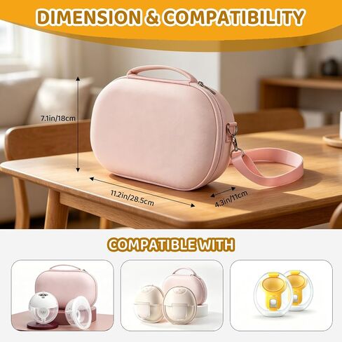 Wearable Breast Pump Bag Case for Eufy Breast Pump with Durable Hard Shell Waterproof Tray Compatible with Momcozy Willow Medela for Travel On the Go Holds 2 Pumps with Nipple Ruler Included in Kuwait