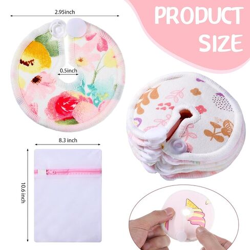 Yungyan 24 Pieces G Tube Covers Reusable Feeding Button Pads Soft G J Tube Button Covers Washable Nursing Breast Pads for Kid Baby Breastfeeding Care Supplies(Floral) in Kuwait