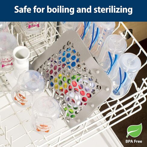 Dr. Brown's Dishwasher Bag with Adjustable Sizing, 100% Silicone, for Baby Bottles, Parts, Nipples, Breast Pump Accessories, and Pacifiers, Gray, BPA-Free, 1-Pack in Kuwait