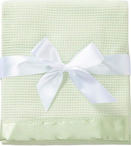 Thermal Waffle Weave Baby Blanket with Satin Nylon Trim (Mint Green) in Kuwait
