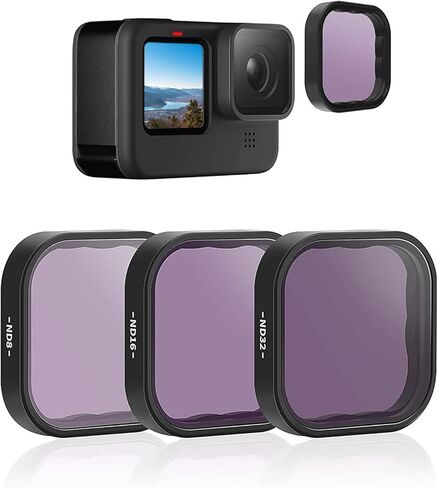 TELESIN ND Filter Kit for GoPro Hero 12/11/10/9, ND8 ND16 ND32 | 3-Pack Neutral Density Filters with Lens Protection for Balanced Exposure, Motion Blur Control and Outdoor Action Photography in Kuwait