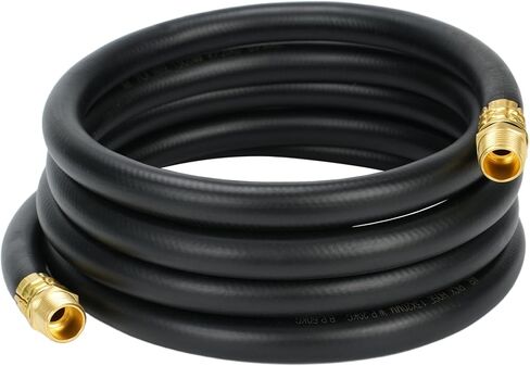 Hybrid Air Hose 1/2-Inch by 10-Feet 300 PSI Heavy Duty, Lightweight, Kink Resistant, All-Weather Flexibility with 1/2-Inch MNPT Brass Fittings, Black in Kuwait