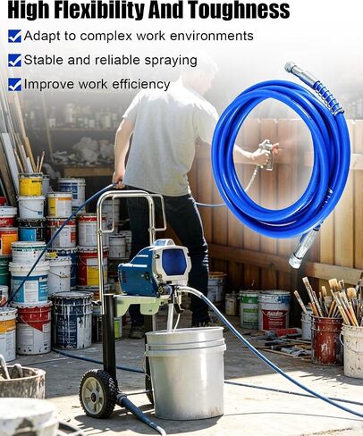 223756 1/4 Inch x 15 Feet Airless Paint Sprayer Hose Fit for Magnum Graco | Flexible Fiber Tube, High Pressure Universal Paint Sprayer in Kuwait