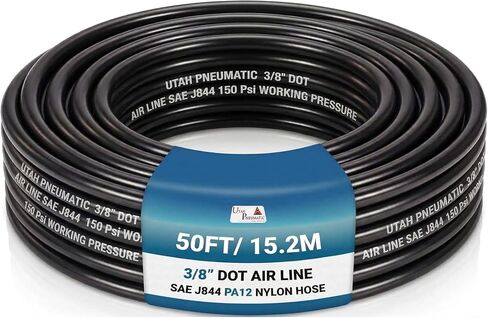 Utah Pneumatic 3/8'' Nylon Red Air Hose, 10m, Dot Approved for Air Brake Tubing, Suspension or Fluid Transfer | High pressure flexible pneumatic hose. Ideal for air suspension, trucks, trailers, brakes, and industrial use. Red. in Kuwait