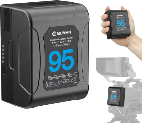 Moman V Mount Battery, Power 95 95Wh 6450mAh Micro V Lock 10A Up to 168W Draw with Dual D-TAP/USB-A/BP Outputs,Portable Small Battery for BMPCC 4k 6k Blackmagic,V-Mount-Dtap-Mini in Kuwait