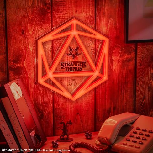 Paladone Stranger Things D20 Neon LED Wall Light - Dice Shaped RGB Glow Light for Gaming Room Decor, USB Powered LED Sign for Bedroom, Desk in Kuwait