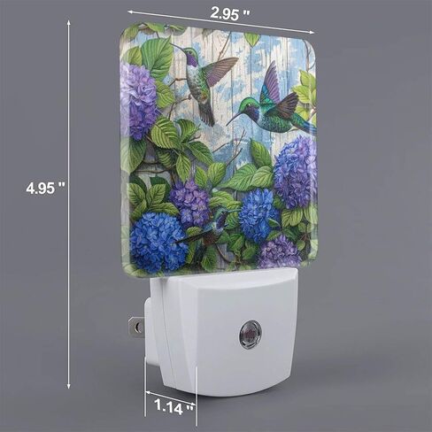 Led Night Light, Floral Hydrangea Hummingbird Decorative Plug in Nightlights,with Smart Auto Dusk to Dawn Night Light for Bedroom, Kitchen, Nursery, Bathroom in Kuwait