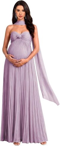 Pleated Chiffon Maternity Dress for Women A Line Baby Shower Gown 2026 in Kuwait