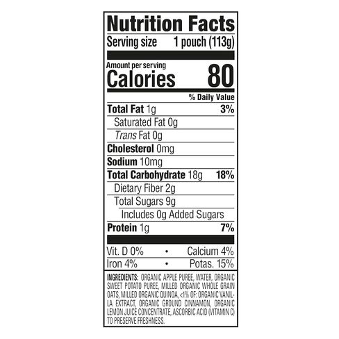 Happy Baby Organics Stage 2 Baby Food Pouches, Gluten Free, Vegan & Healthy Snack, Clearly Crafted Fruit & Veggie Puree, Apples, Sweet Potatoes & Granola, 4 Ounces (Pack of 16) in Kuwait