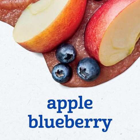 Gerber Stage 2 Apple Blueberry Puree Baby Food, 4 Oz, 16 Pack | Stage 2 baby food; apple blueberry puree tubs; no artificial colors or flavors; 16 x 4 oz in Kuwait
