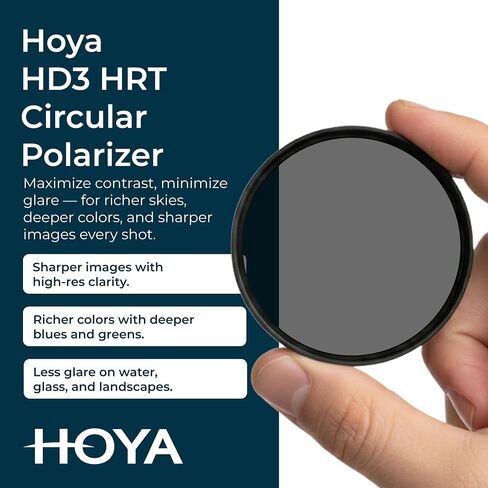 Hoya HD3 HRT Circular Polarizer - 49mm - Re-Certified for 100MP+ Cameras with Ultra-Hard Nano Coating Technology and High Rate Transmission Film - Stain Resistant and Waterproof Filter in Saudi Arabia