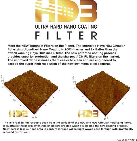 Hoya HD3 HRT Circular Polarizer - 49mm - Re-Certified for 100MP+ Cameras with Ultra-Hard Nano Coating Technology and High Rate Transmission Film - Stain Resistant and Waterproof Filter in Saudi Arabia