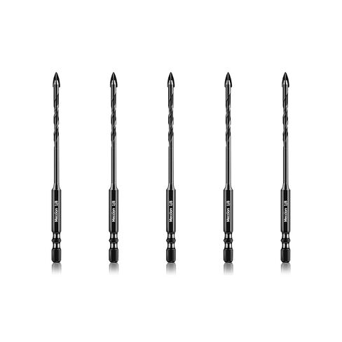 Meccion Masonry Drill Bits 1/8" x 3.6" x 5Pcs Professional Tungsten Cross Tip Multi-Material Drill Bits for Tile/Ceramic/Glass/Porcelain/Concrete/Cement/Wood/Plastic in Saudi Arabia
