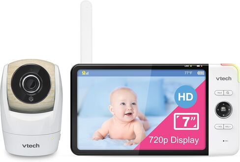 VTech Baby Monitor, No WiFi Secure Transmission – 7" 720p HD Screen, 15-Hour Battery, 360° Pan Tilt Zoom, 110° Wide Angle, Night Vision, 1000ft Range | VM919HD in Kuwait