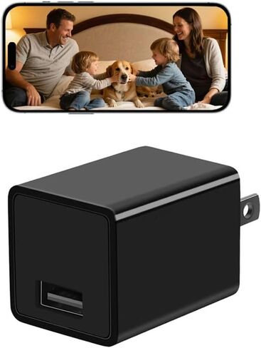 Hidden Spy Camera for Home Use, WiFi Indoor Surveillance Camera with Remote Monitor via Phone App for Home Security - Video Monitoring Only(Black) in Kuwait