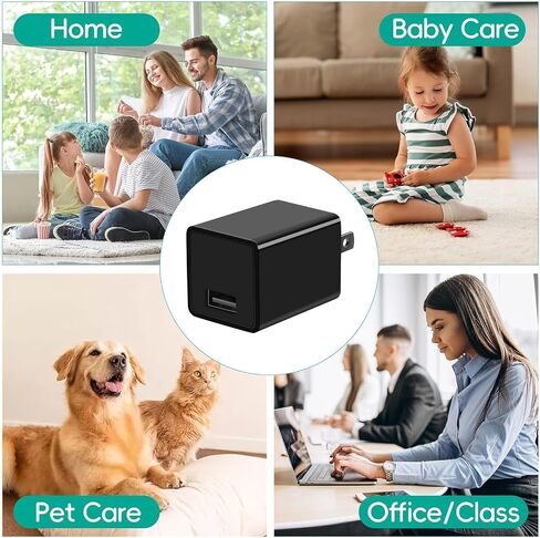 Hidden Spy Camera for Home Use, WiFi Indoor Surveillance Camera with Remote Monitor via Phone App for Home Security - Video Monitoring Only(Black) in Kuwait