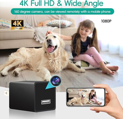 Hidden Spy Camera for Home Use, WiFi Indoor Surveillance Camera with Remote Monitor via Phone App for Home Security - Video Monitoring Only(Black) in Kuwait