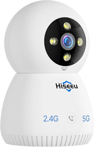 Hiseeu Security Camera, 5MP Wireless Pet Camera Baby Monitor | 2.4G/5G, PTZ 360°, Auto Tracking, 2 Way Audio, Night Vision, PIR Detection, No Monthly Fee in Kuwait