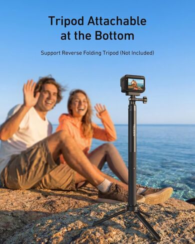 TELESIN Power Grip Selfie Stick for DJI OSMO Namo Action 6 5 Pro 4 3,GoPro Hero 13 12 11,Insta360 X5 X4 Action Camera & Phone, 40.16"Extension Charging Handle Grip, Portable Battery Power Selfie Pole in Kuwait