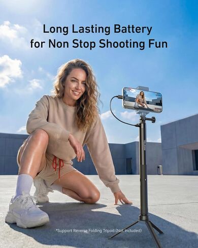 TELESIN Power Grip Selfie Stick for DJI OSMO Namo Action 6 5 Pro 4 3,GoPro Hero 13 12 11,Insta360 X5 X4 Action Camera & Phone, 40.16"Extension Charging Handle Grip, Portable Battery Power Selfie Pole in Kuwait