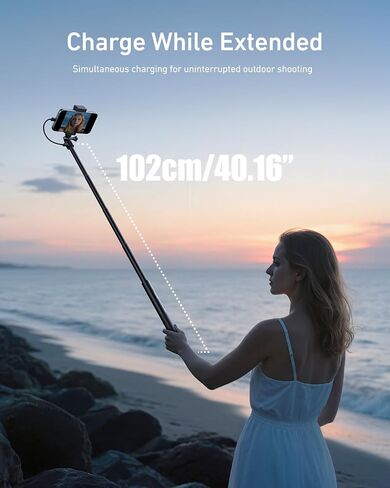 TELESIN Power Grip Selfie Stick for DJI OSMO Namo Action 6 5 Pro 4 3,GoPro Hero 13 12 11,Insta360 X5 X4 Action Camera & Phone, 40.16"Extension Charging Handle Grip, Portable Battery Power Selfie Pole in Kuwait