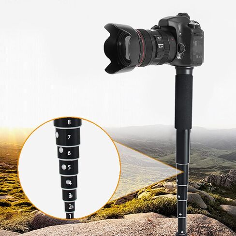 Generic Camera Monopod, 8 Sections Aluminum Alloy Selfie Stick Trekking Pole with Knob Adjustment and Rubber Foot Pad, for Hiking Camping Photography Travel in Kuwait