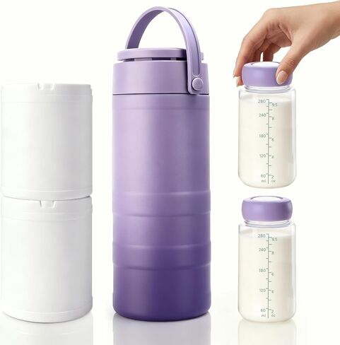 Breast Milk Cooler for Work &Travel,24 Hours 360°Cooling,Gift for New Moms | Portable 19oz Larger Capacity Breastmilk Chiller, Milk Cooler with 2 Storage Bottles, No Office Fridge Needed in Kuwait