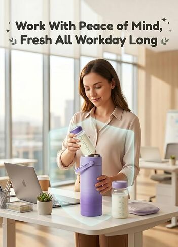 Breast Milk Cooler for Work &Travel,24 Hours 360°Cooling,Gift for New Moms | Portable 19oz Larger Capacity Breastmilk Chiller, Milk Cooler with 2 Storage Bottles, No Office Fridge Needed in Kuwait