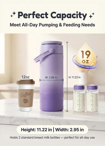 Breast Milk Cooler for Work &Travel,24 Hours 360°Cooling,Gift for New Moms | Portable 19oz Larger Capacity Breastmilk Chiller, Milk Cooler with 2 Storage Bottles, No Office Fridge Needed in Kuwait