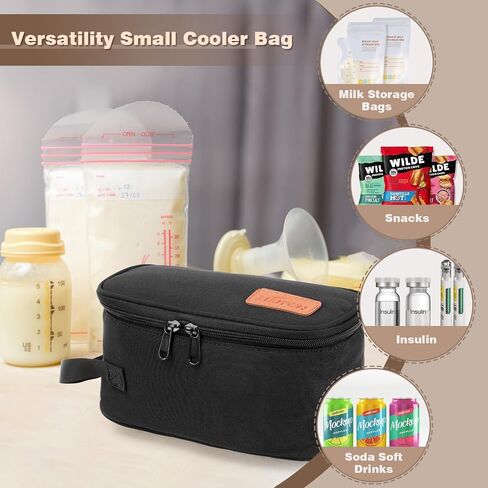 Small Portable Breast Milk Cooler Travel Bag with 2 Ice Packs, TSA Approved, Keeps Frozen Breast Milk Cold 8-10 hrs; fits 5-7 Flat Milk Storage Bags - Diaper Bag Size for Working & Traveling Moms in Kuwait