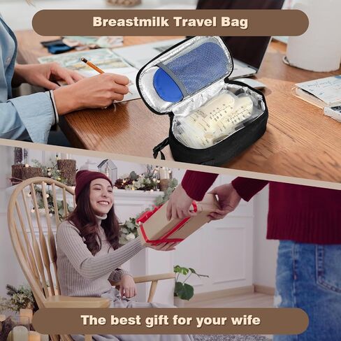 Small Portable Breast Milk Cooler Travel Bag with 2 Ice Packs, TSA Approved, Keeps Frozen Breast Milk Cold 8-10 hrs; fits 5-7 Flat Milk Storage Bags - Diaper Bag Size for Working & Traveling Moms in Kuwait