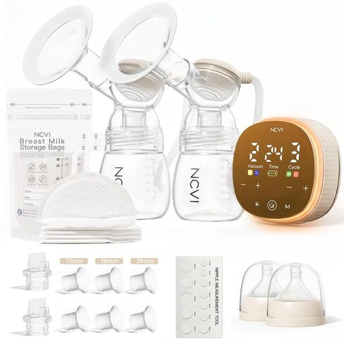 NCVI Electric Breast Pump, 4400mAh Portable Breast Pump, 4 Modes 9 Levels | Hands Free Breast Pump Hospital-Grade, Smart Display, Quiet Breastfeeding Pump Fits 17-24mm Flanges for Home Work Travel in Kuwait